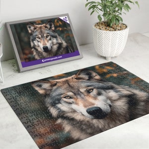 Grauer Wolf 300 Teile Puzzle – Wildtier Wald Natur Liebhaber Geschenk männlich Afrika Afrikanische Savannah Wölfe Hund Dingo