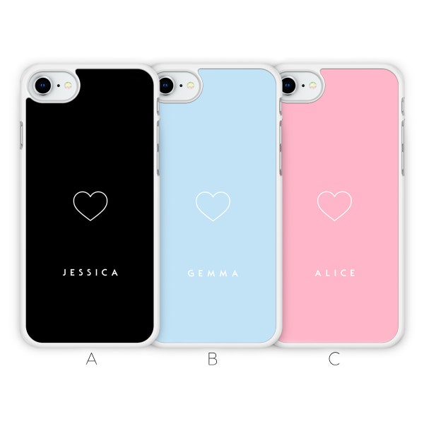 Personalisierte iPhone 8 Hülle iPhone 7 Hülle iPhone SE 2020 2022 Gen 2 3 Hülle Herz Pastell Individuelle Initialen Name Gummi Gummi Weiches TPU Silikon