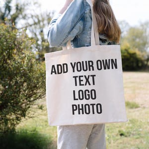 Add Photo Text Logo Tote Bag For Life | Custom Wholesale Personalised Image Brand Printed Canvas Shoulder Shopping Carryall Shopper Bulk Buy