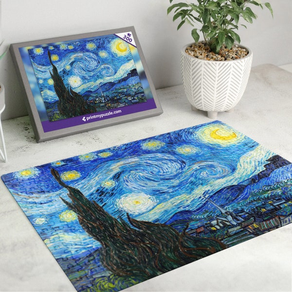 Van Gogh 300-delige puzzel De sterrennacht A3 A4 A5 volwassen puzzel 42 x 30 cm Cadeau hem haar kunstenaar schilder post-impressionist Vincent