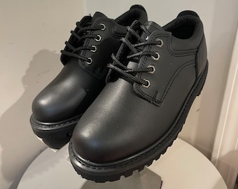 Genuine Leather Black Oxford Men’s Work Shoes