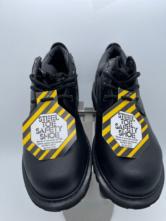VTG Mens 7.5 Wide Black Leather Oxford Steel Toe Work Safety Shoes Oil Resistant Red Wing 4408 Black Leather Men main image 3