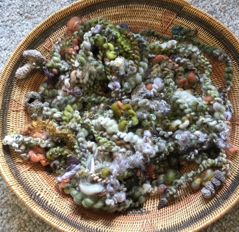 Handspun Art Yarn \u201cMoss and Lichen \u201c series