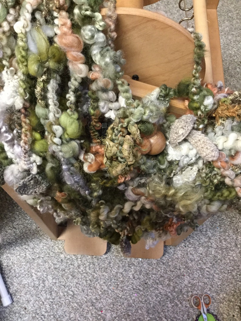 Handspun Art Yarn \u201cMoss and Lichen \u201c series