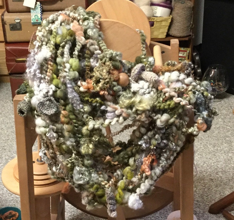 Handspun Art Yarn \u201cMoss and Lichen \u201c series