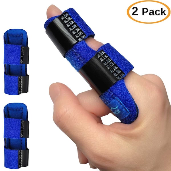 Chiroplax Trigger Finger Splints Wraps Support Brace Broken Sprained Finger Protector Straightener Arthritis Injury Relief (2 Pack)