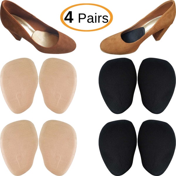 Chiroplax High Heel Cushion Inserts Pads (4 Pairs) Suede Ball of Foot Forefoot Metatarsal Anti Slip Shoe Insoles