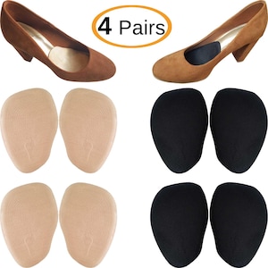 Chiroplax High Heel Pads Cushions Inserts (4 Pairs) Ball of Foot Metatarsal Forefoot Pain Relief Anti-Slip Shoe Insoles for Women