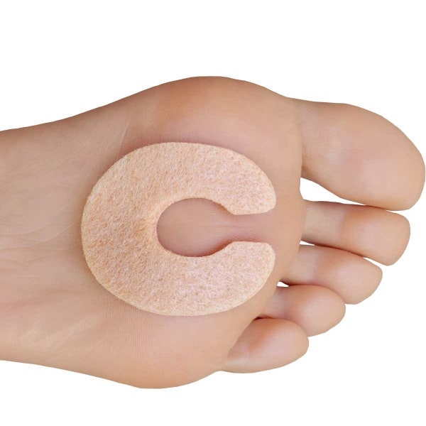 Chiroplax C-Shaped Felt Callus Cushion Pads Protector Rubbing Pain Relief Ball of Foot Forefoot Metatarsal | 3/16" Thick (30 or 48 Pack)