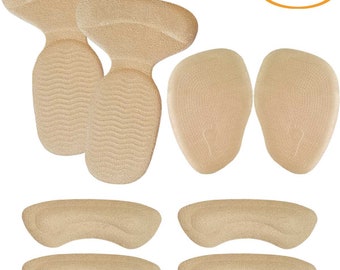 Chiroplax Reusable High Heel Cushion Inserts Pads Forefoot Ball of Foot Back of Heel Cup Grips Protector Liner Metatarsal Shoe Insoles, 8pcs