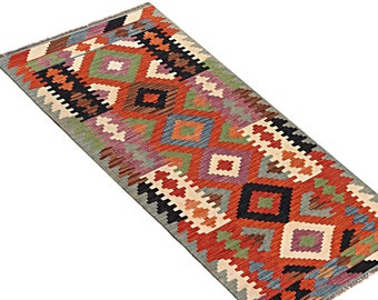 アフガンキリム　ランナー アンティークアフガンキリムランナー、10'2x1'5フィート、オリエンタル
