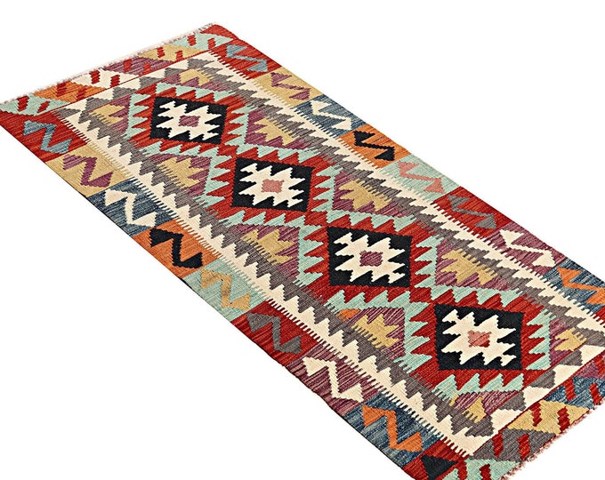 2x6 rug 194x75cm Afghan kilim rug handmade rug traditional runner rug flatwoven contemporary rug maimana kilim rug handwoven rug wool rug