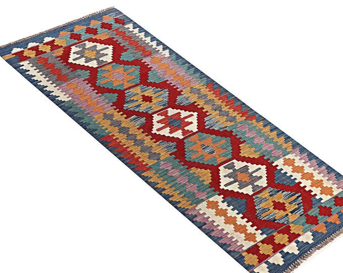 2x7 runner rug 225x76cm Afghan kilim rug handmade rug traditional rug flatwoven contemporary rug maimana kilim rug handwoven rug wool rug