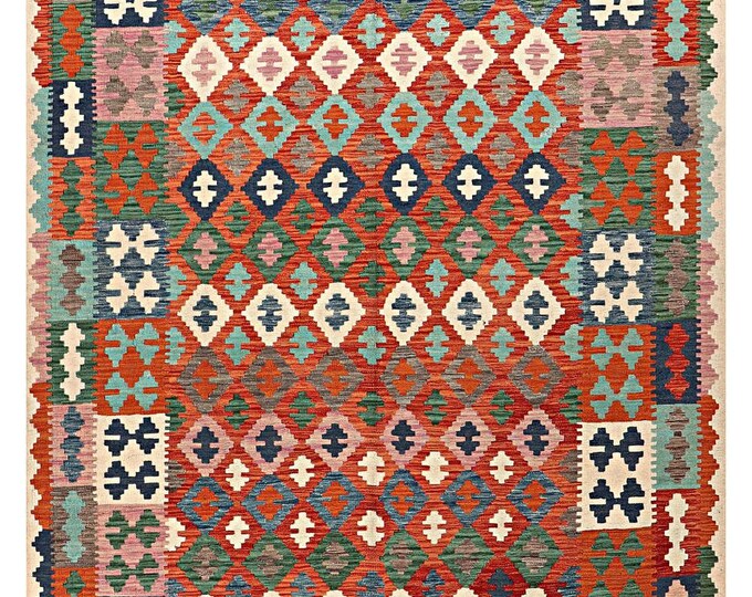 7x9 rug Brand new 292x206cm traditional rug flatwoven rug contemporary rug Afghan kilim rug natural wool Area rug oriental maimana kilim rug