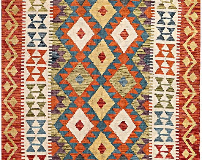 6x4 rug 181x130cm handmade rug traditional rug flatwoven rug contemporary rug Afghan kilim rug  area rug natural wool rug maimana kilim rug