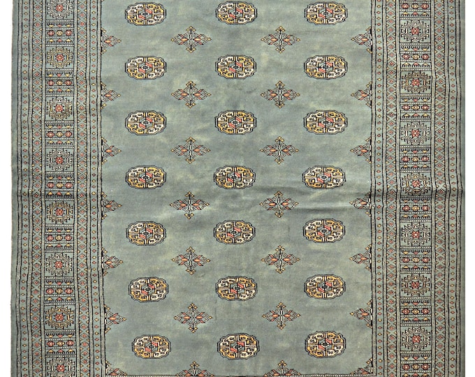 5x7 rug 228x172cm bokhara rug hand knotted wool rug area rug traditional grey rug handmade oriental rug super soft rug pakistani bukhara rug