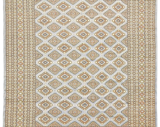 8x10 rug 298x245cm handmade hand knotted Pakistani traditional Bokhara rug super soft feel beautiful oriental wool area rug grey & gold