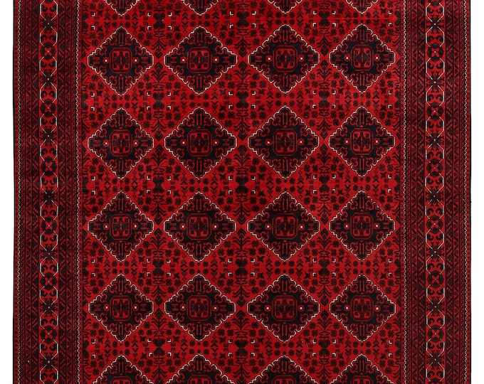 8x11 rug 345x250cm fine quality khamyab rug traditional red afghan rug large geometric handmade hand knotted turkmen rug soft wool area rug
