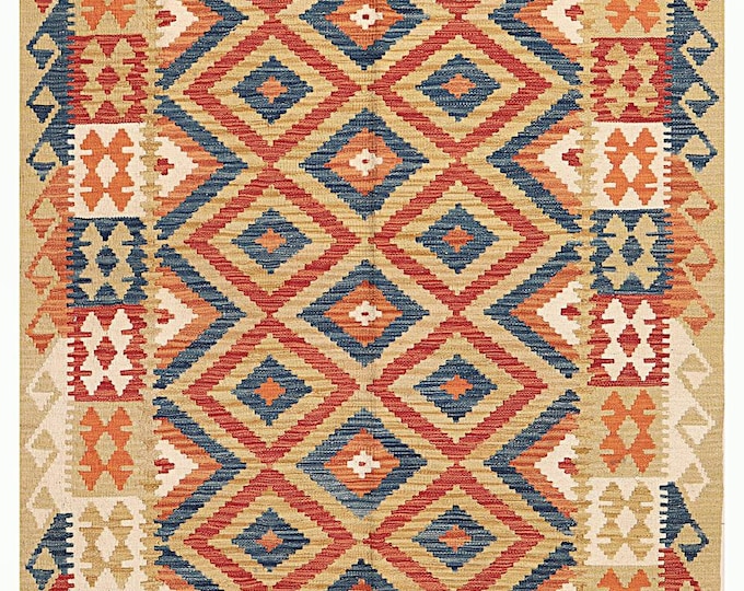 5x6 rug 192x151cm Brand new Afghan rug flatwoven rug contemporary rug area rug traditional rug maimana kilim afghan rug natural rug wool rug