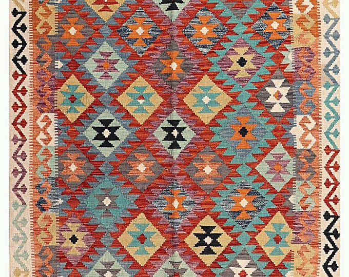 5x7 rug Brand new 203x157cm traditional rug flatwoven rug contemporary rug Afghan kilim rug natural wool Area rug oriental maimana kilim rug