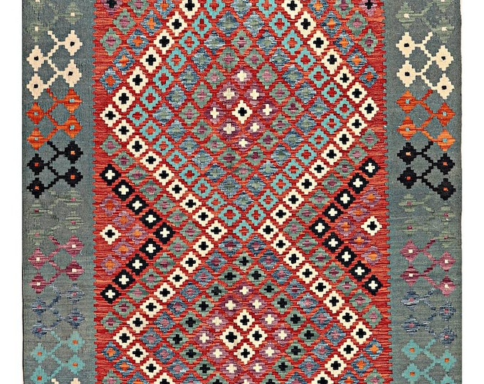 5x6 rug 198x164cm handmade Afghan kilim rug traditional rug flatwoven rug contemporary rug kilim rug area rug natural wool rug maimana kilim