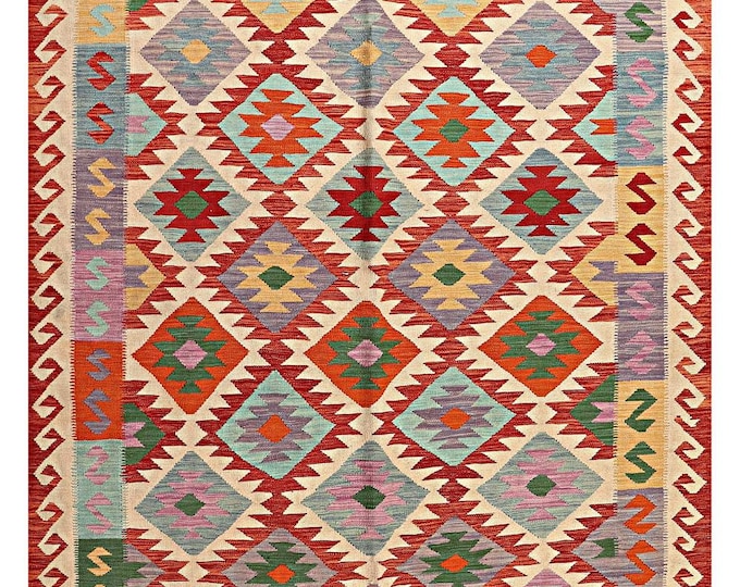 6x8 rug 255x172cm handmade Afghan kilim rug traditional rug flatwoven rug contemporary rug kilim rug area rug natural wool rug maimana kilim