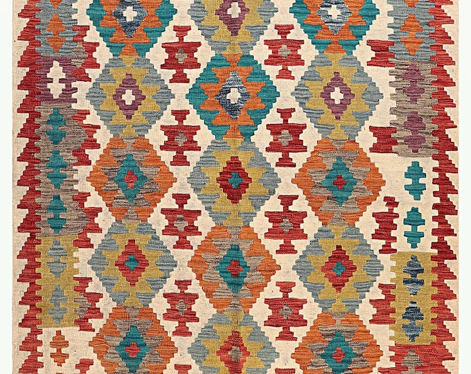 5x7 rug Afghan handmade rug traditional rug flatwoven contemporary rug afghan kilim rug 201x152cm area rug Maimana kilim rug handwoven rug