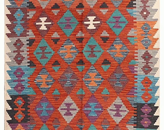 5x7 area rug 198x158cm Brand new traditional Afghan handmade kilim rug contemporary handwoven kilim rug authentic flatwoven natural wool rug