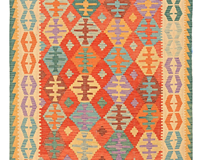 5x6 rug 194x147cm 100% handmade rug traditional rug flatwoven rug contemporary rug Afghan kilim rug natural wool rug Area rug Maimana kilim