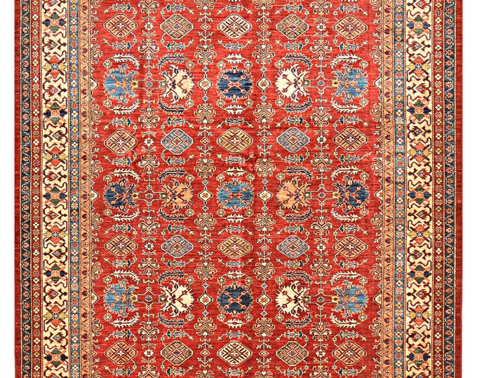 8x10 area rug 305x241cm Authentic Handmade hand knotted fine quality traditional Oriental rug Afghan super Kazak rug natural wool large rug