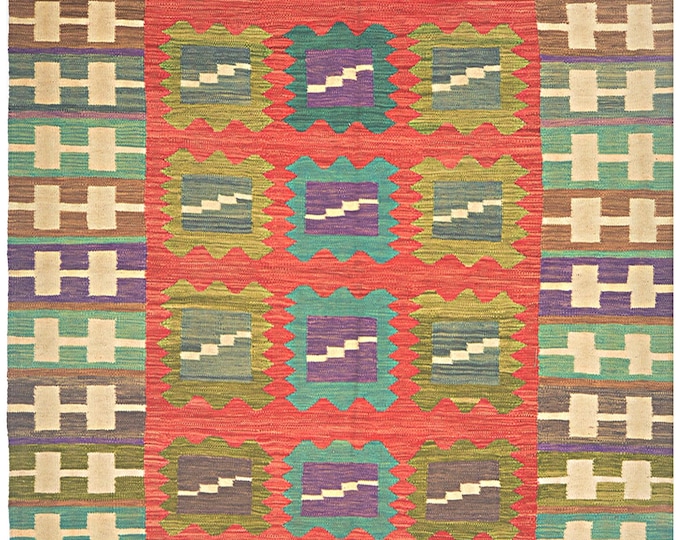 5.6x8 area rug 253x170cm Brand new handmade flatwoven Afghan kilim rug handwoven traditional maimana kilim rug made with natural wool & dyes