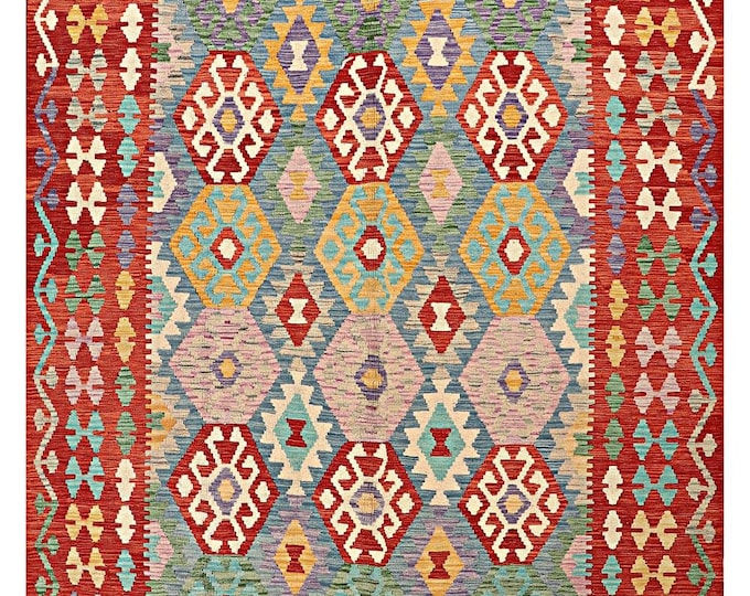 7x10 rug 298x205cm handmade Afghan kilim rug traditional rug flatwoven rug contemporary rug kilim rug area rug afghan wool rug maimana kilim
