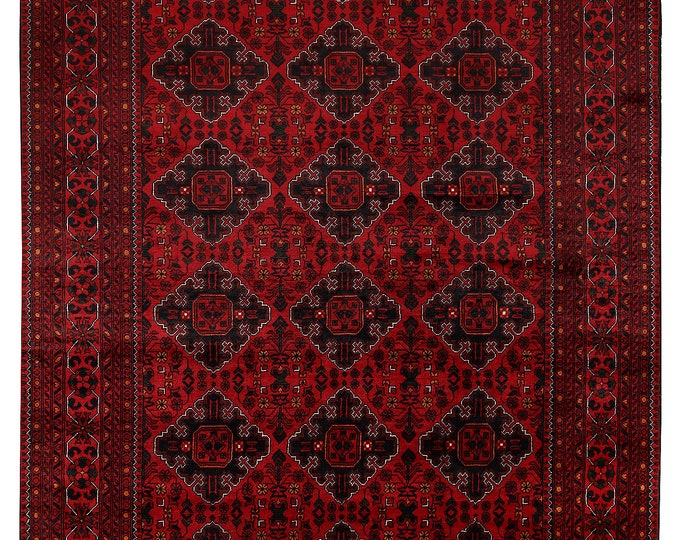 7x10 rug 295x198cm very fine quality khal Mohammadi rug traditional rug Afghan rug oriental rug red rug hand knotted turkmen rug wool rug