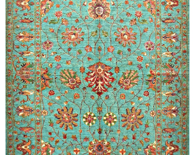 6x8 rug 240x180cm unique Authentic Handmade hand-knotted traditional Afghan sultani rug beautiful floral rug fine quality natural wool rug