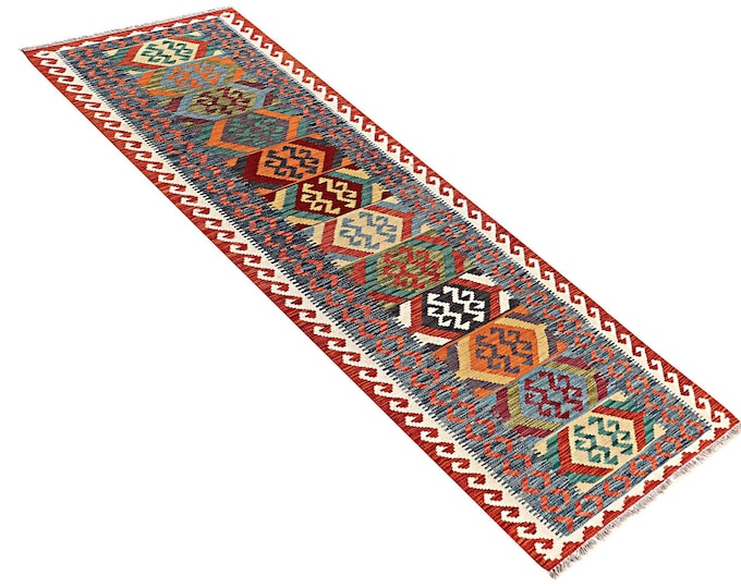 3x9 runner rug 286x79cm Afghan kilim rug handmade rug traditional rug flatwoven contemporary rug maimana kilim rug handwoven rug wool rug