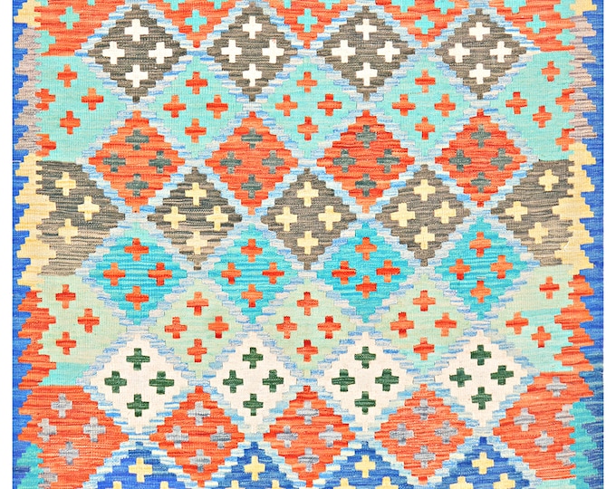 5x7 rug 195x147cm Afghan kilim rug handmade rug traditional rug flatwoven contemporary rug maimana kilim rug area rug handwoven rug wool rug