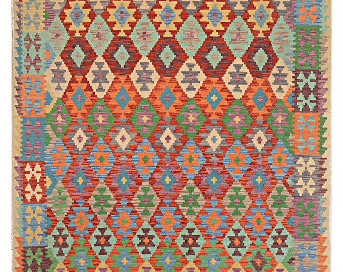 7x10 area rug 300x208cm Brand new traditional rug flatwoven rug contemporary rug Afghan kilim rug wool rug maimana kilim rug Large kilim rug