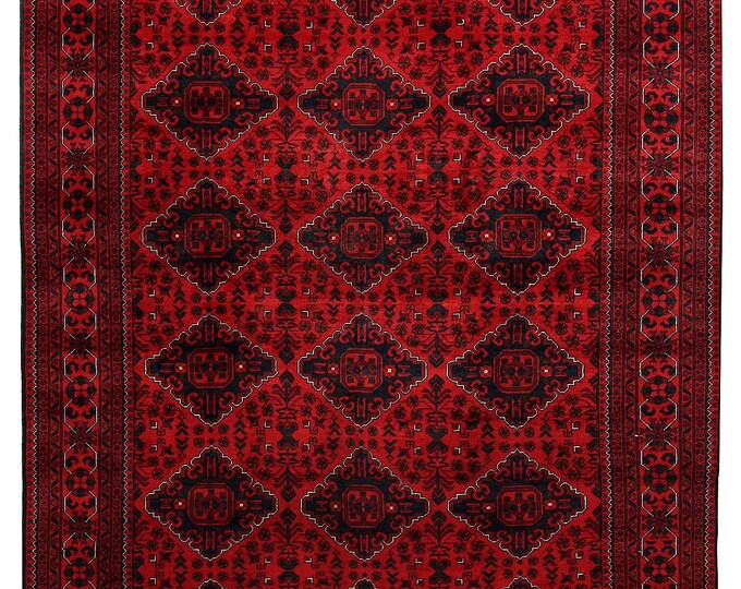 7x10 rug 288x200cm very fine quality khamyab rug traditional Afghan rug dark red rug large geometric rug hand knotted rug soft wool area rug