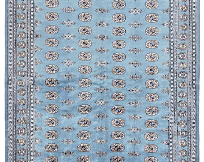 6.6x9.5 rug 292x200cm handmade traditional oriental Authentic Pakistani hand knotted blue Bokhara rug super soft feel natural wool area rug
