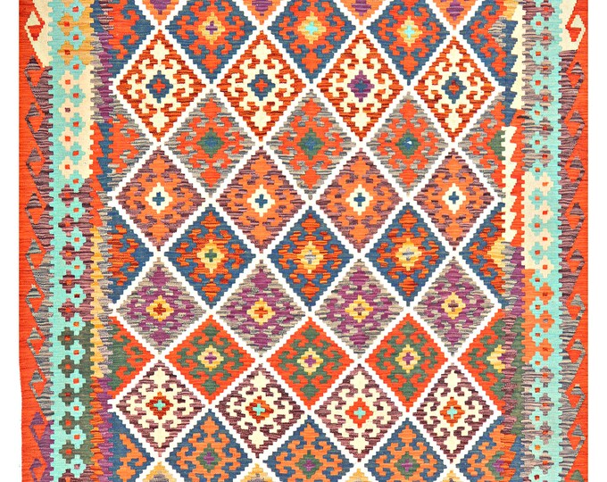 5x8 rug 242x174cm handmade rug traditional rug flatwoven rug contemporary rug Afghan kilim rug natural wool rug area rug maimana kilim rug