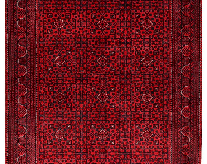 7x10 rug 300x200cm fine quality handmade khamyab rug traditional red afghan rug large geometric hand knotted turkmen rug soft wool area rug