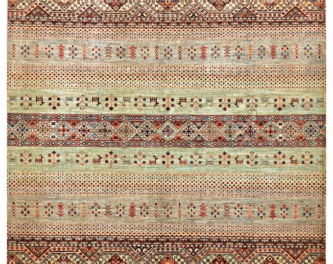 8x10 area rug 300x245cm unique Authentic Handmade hand knotted fine quality Afghan rug natural wool traditional oriental Ariana khurjin rug
