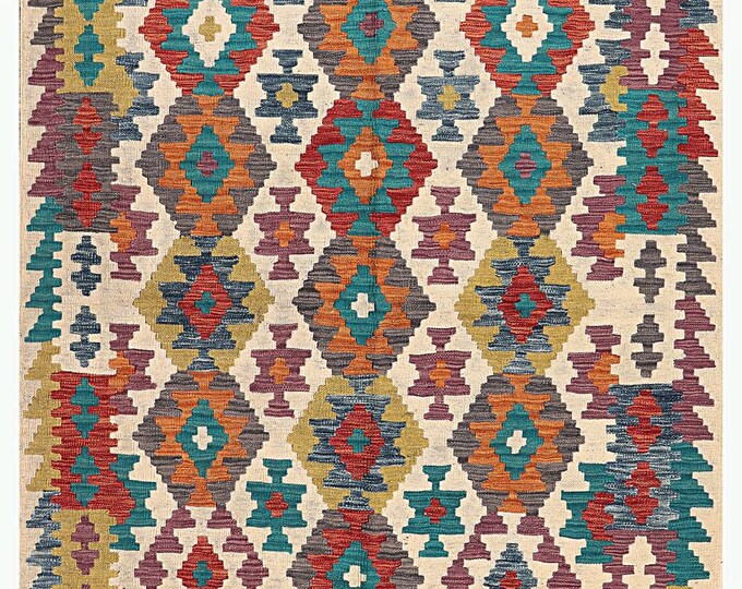 5x7 rug 195x150cm Afghan handmade rug traditional rug flatwoven contemporary rug afghan kilim rug area rug natural wool rug flatweave rug