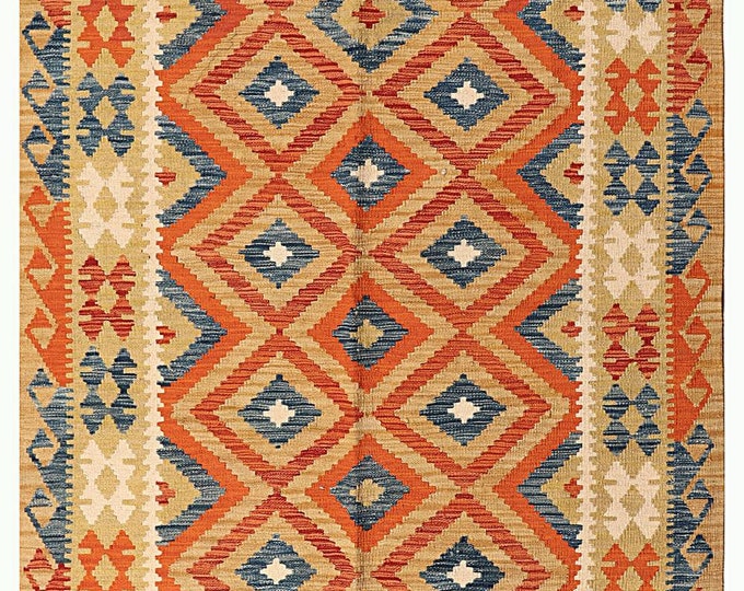 5x6 rug 191x157cm Afghan kilim rug handmade rug traditional rug flatwoven contemporary rug maimana kilim rug area rug handwoven rug wool rug
