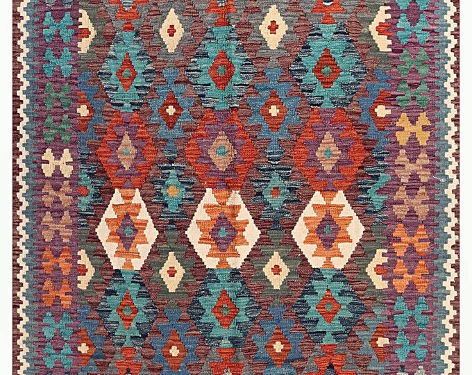 5x6 rug 199x154cm Brand new traditional rug flatwoven rug contemporary rug Afghan kilim rug natural wool Area rug oriental maimana kilim rug