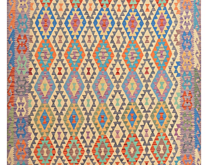 7x10 rug 296x206cm 100% handmade rug traditional rug flatwoven rug contemporary rug Afghan kilim rug natural wool rug Area rug Maimana kilim