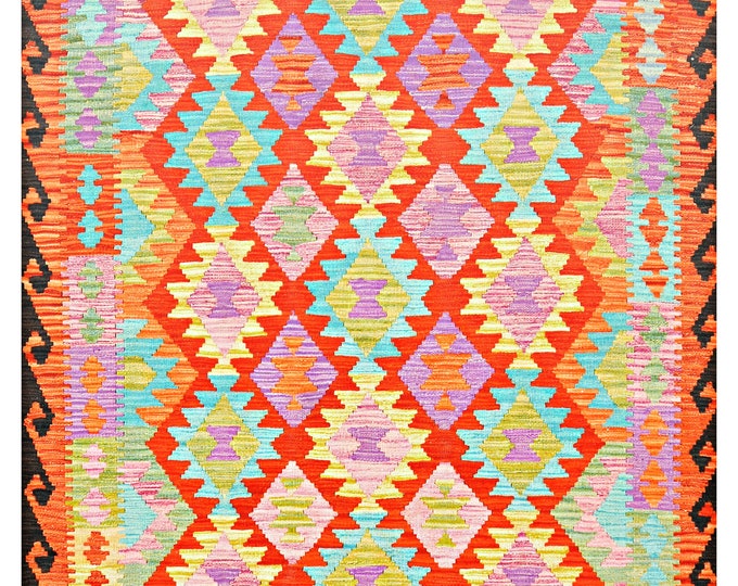 5x7 rug 198x153cm Afghan kilim rug handmade rug traditional rug flatwoven contemporary rug maimana kilim rug area rug handwoven rug wool rug