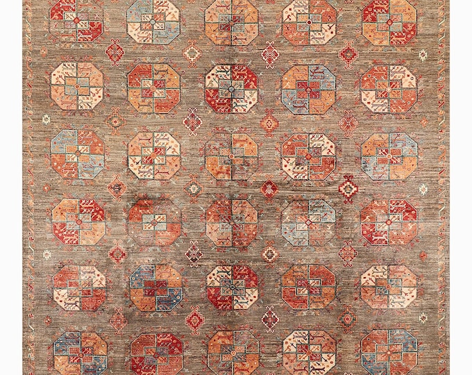 9x12 area rug 378x278cm Large Handmade hand knotted high quality Authentic Afghan rug traditional oriental natural wool Waziri Bokhara rug