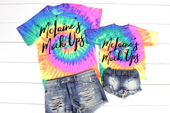 Download Tie Dye Neon Rainbow Cd100 Cd100y Cd1160 Mock Up Flat Lay Etsy
