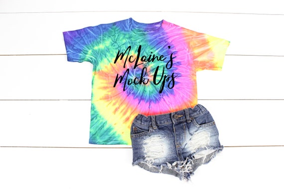 Download Tie Dye Neon Rainbow Cd100y Cd1160 Mock Up Flat Lay Shirt Etsy